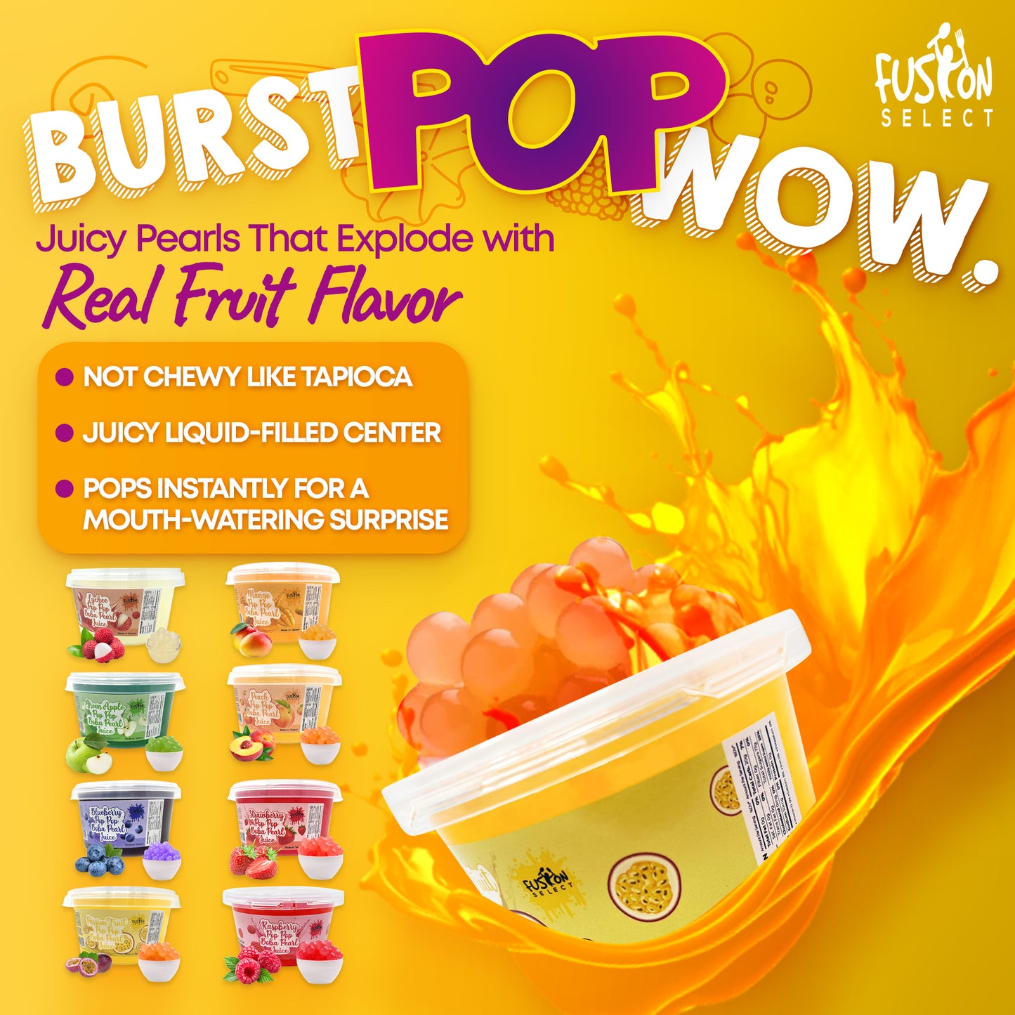 Fusion Select Flavors Bursting Bobaz Popping Bobaz Pearls( 6 Variety )