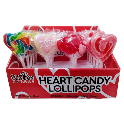 Fusion Select 24 Heart Shaped Lollipops Candy