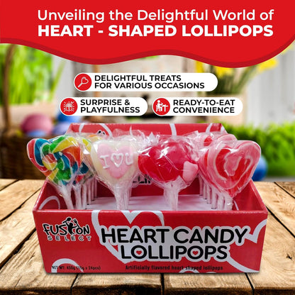 Fusion Select 24 Heart Shaped Lollipops Candy