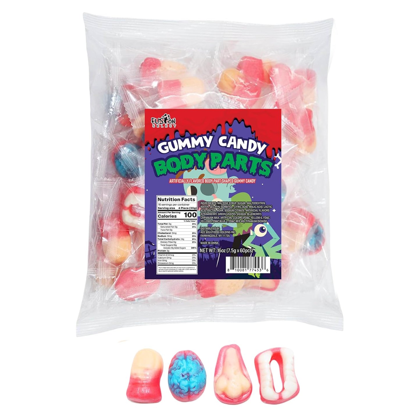 Fusion Select Gummy Body Parts Candy
