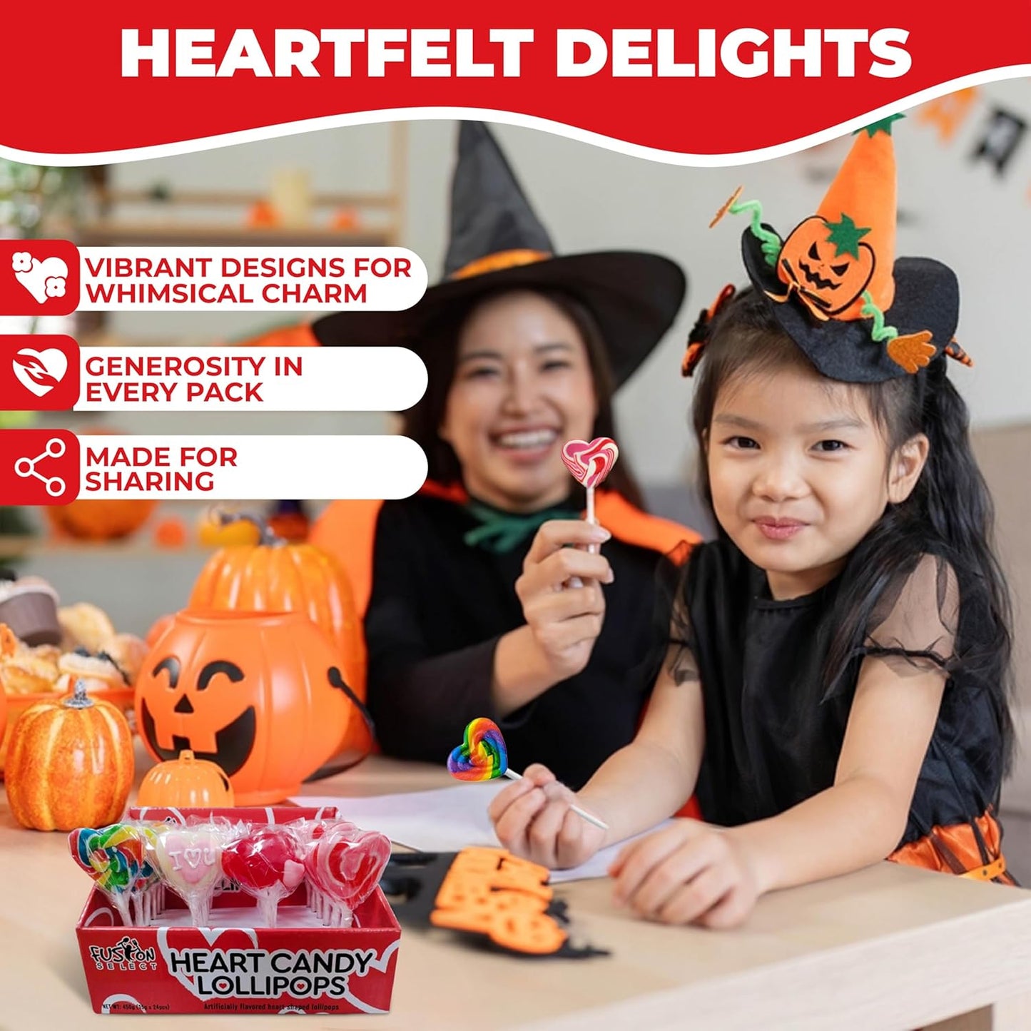 Fusion Select 24 Heart Shaped Lollipops Candy
