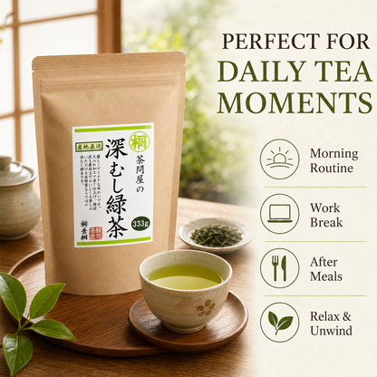 Japanese Sencha Green Tea, Deep-Steamed Loose Leaf Tea, 333g