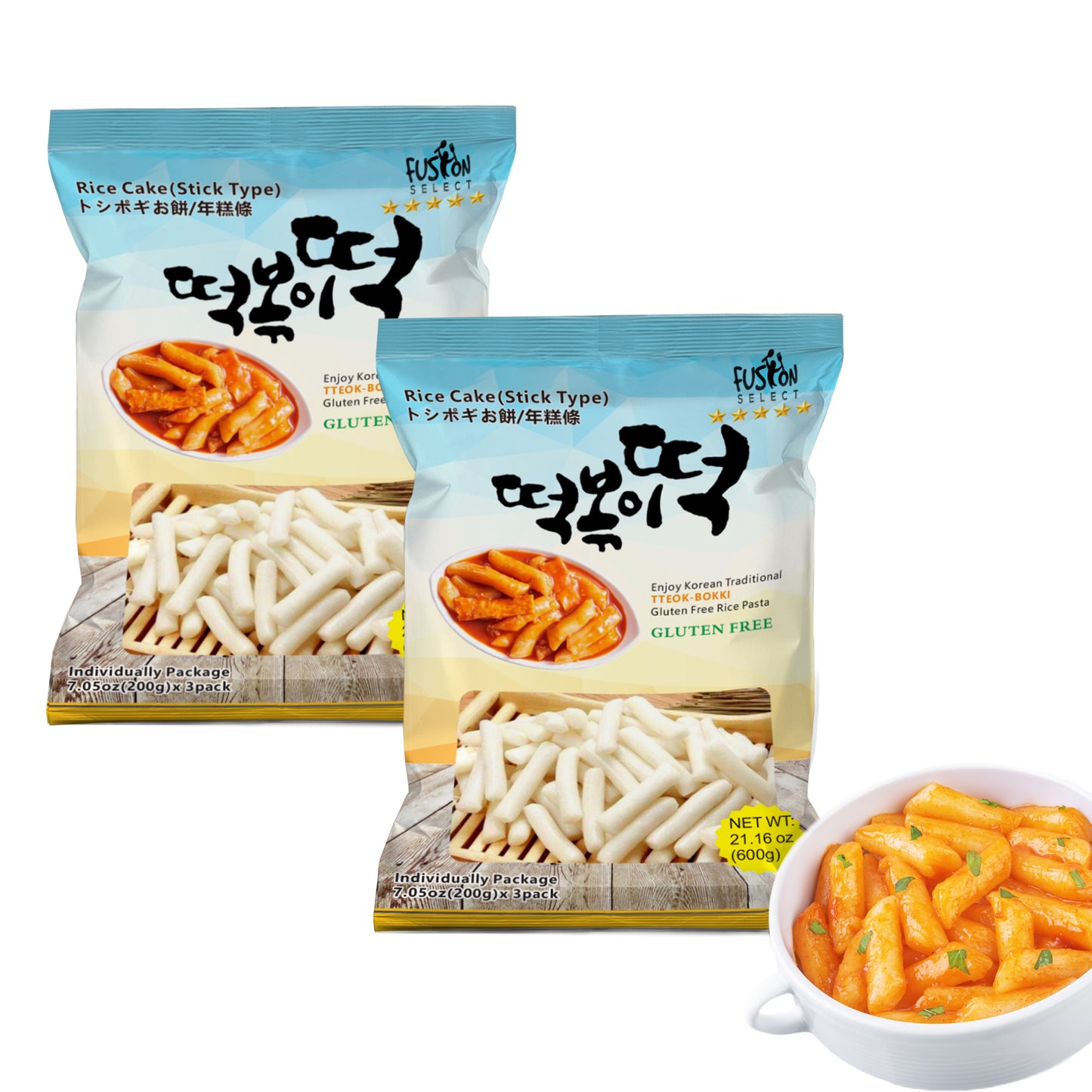 Fusion Select Korean Rice Cakes – Tteokbokki Sticks (2 Packs)