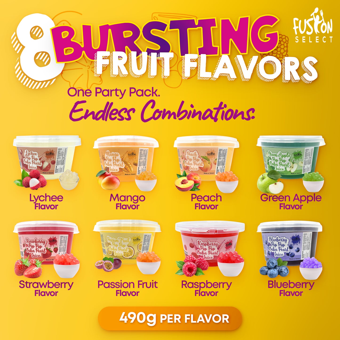 Fusion Select Flavors Bursting Bobaz Popping Bobaz Pearls( 6 Variety )
